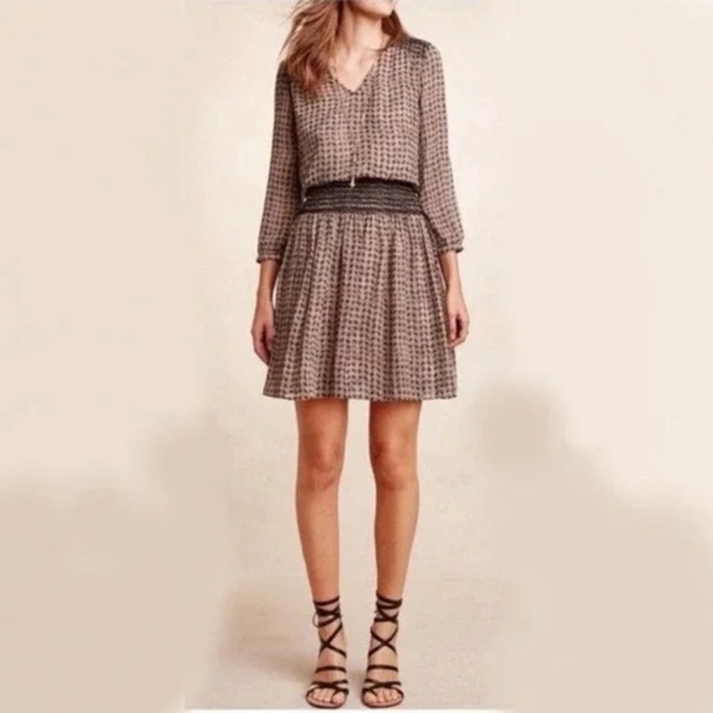 NWT Anthropologie VanessaVirginia Women's Tan Callista Drop Waist Dress Sz Small